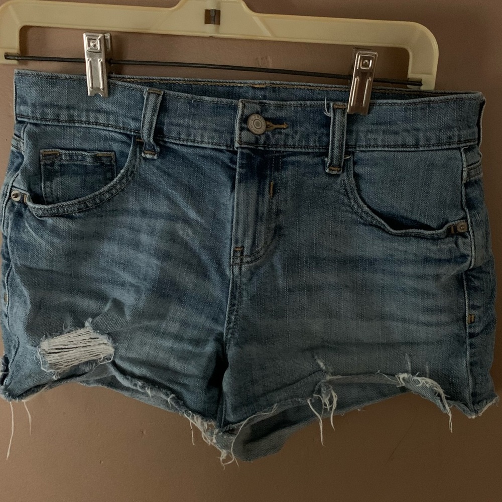 Ripped Boyfriend Jean Shorts